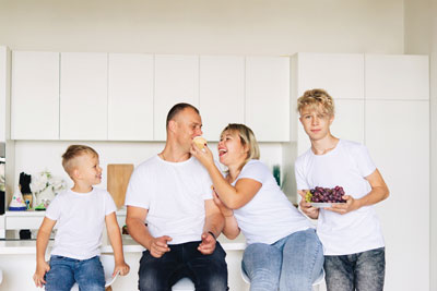 family food in kitchen