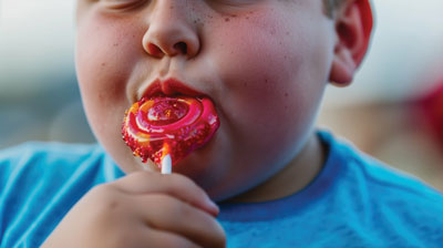 fat child with lolly