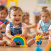 happy baby in class