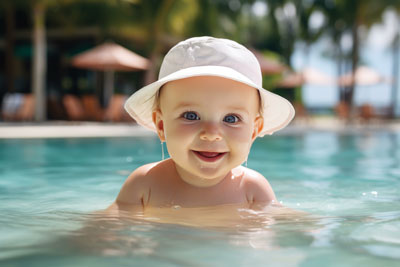 baby swimming