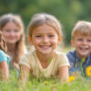 happy children lying